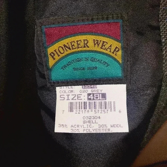 VTG PIONEER WEAR SPORTCOAT 48L WESTERN GREY Tweed W/Colored THREADS Wool Blend - Picture 9 of 14